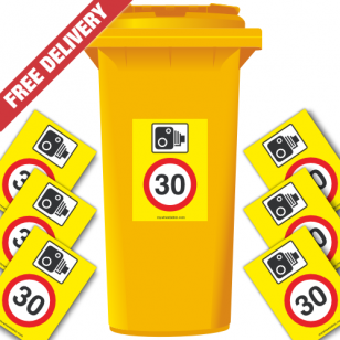 Speed Camera 30 mph Speed Reduction Wheelie Bin Stickers